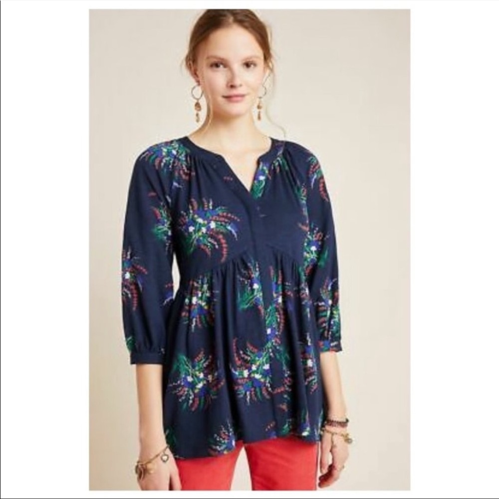 Anthropologie Maeve Winona Babydoll Tunic Floral Size Small